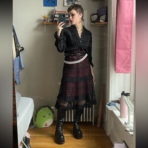 Elegant Black and Red Women's Skirt